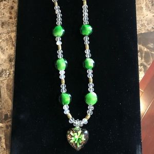 Unique handmade glass blown beaded necklace
